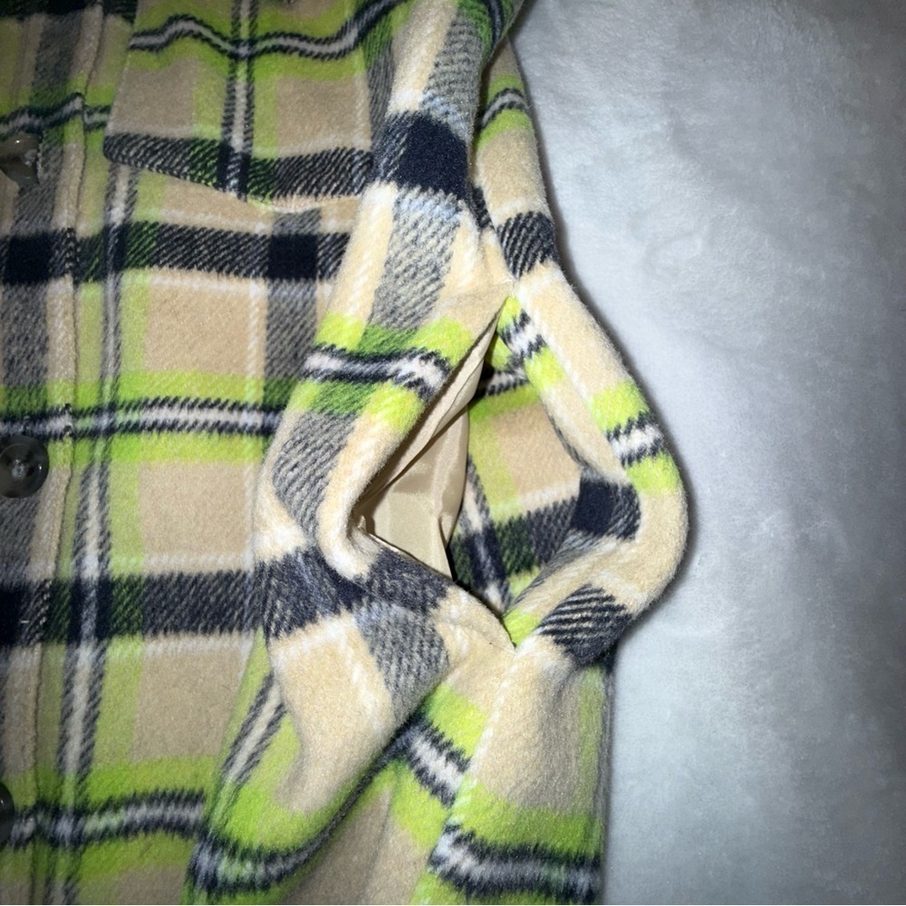 BP Brushed Plaid Oversize Shirt Jacket shacket XS- Green and Gray - Picture 6 of 12